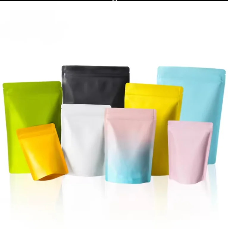 Aluminum Foil Small Zip lock Pouch Mylar Bags Double-Sided Color Bag Heat Sealable Pouches Plastic Moisture-proof Zipper Bags