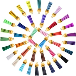 DIY 38mm Gold Sliver Suede Faux Leather Tassel For Keychain Cellphone Straps Jewelry Pendant Charms Finding