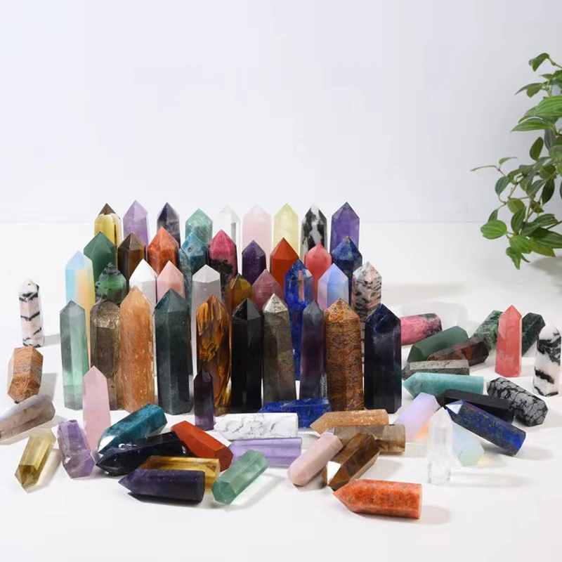 Wholesale Natural Healing Stones Crystal Tower Point Amethyst Clear Rose Quartz Wand Point For Decoration