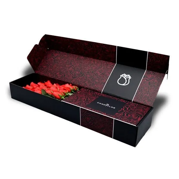 Wholesale custom logo fancy paper popular floral packaging rose flower mailer gift box black corrugated boxes for shipping