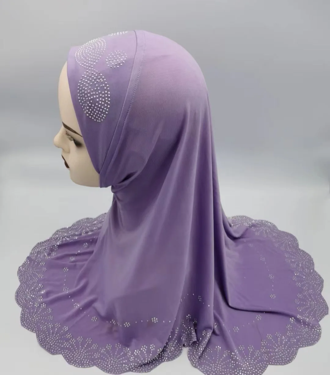 Luxury Shiny rhinestone instant elastic headscarf Malaysian Muslim Crystal hemp Jersey Hijab sarima hijab