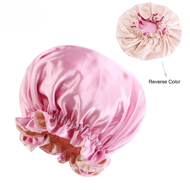 Fashion Custom Double Layer Hair extra large reversible satin bonnet with edge scarf Designers Bonnet Satin