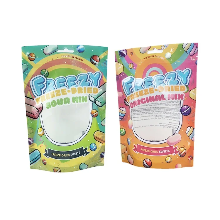 Custom printed mylar  recyclable stand up pouch candy food packaging 100g 150g 200g tea pouch 3.5g mylar ziplock bag with window