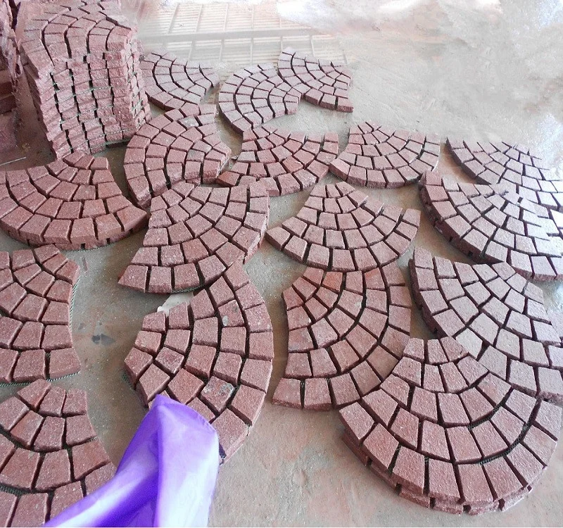 Red granite cobble stone granite cube stone for patio outdoor garden