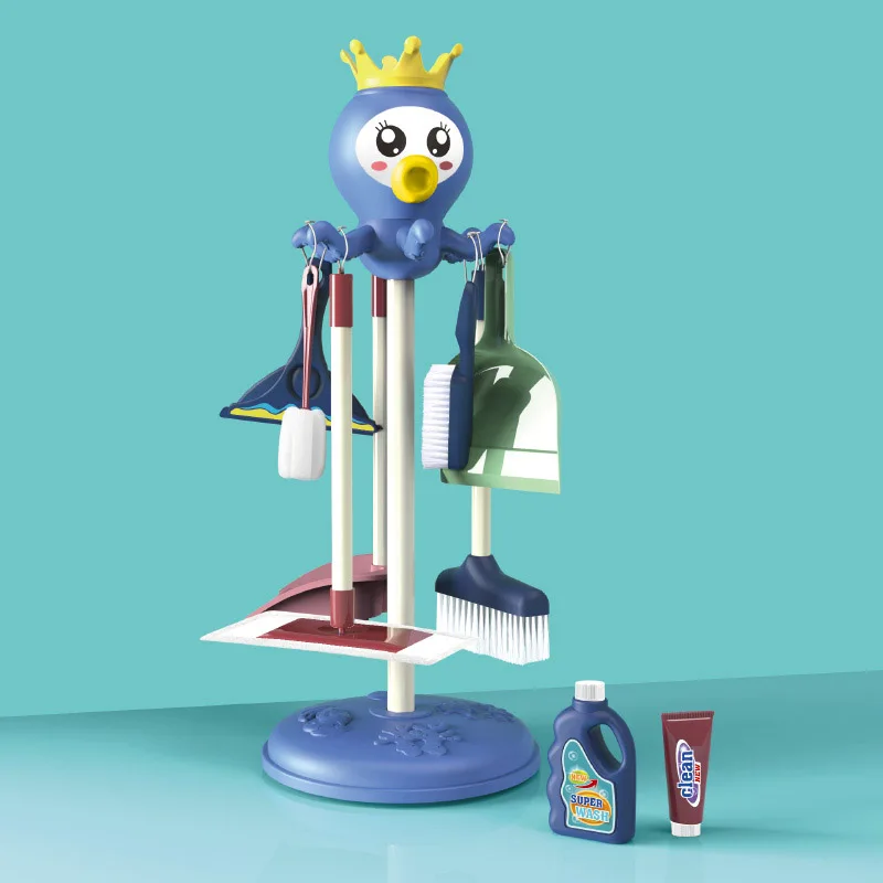 Detachable Kids Cleaning Toy Cart Pretend Play Household Cleaning Tools Includes Broom, Mop,barrel Housekeeping Toys