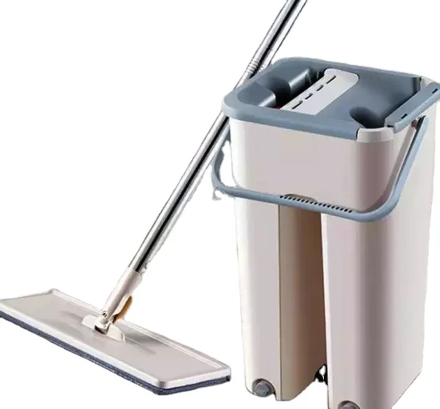 2022 Hot Sale Flat Floor Mop and Bucket Sets Home kitchen Quick Clean Microfiber Squeeze Flat Mop For Home Kitchen