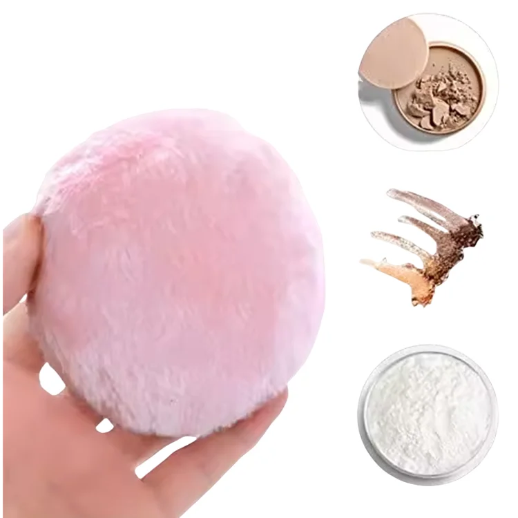 Soft Plush Fluffy Foundation Makeup Velour face Puffs Custom Large Makeup Cosmetic Powder puffs body powder container with puff
