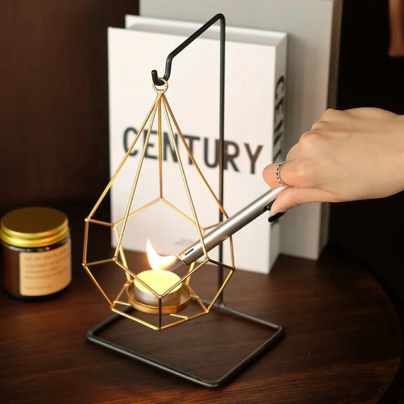 Gold Candle Holder with Metal Frame Stand for Table Floor Home Decoration Tea Light Candle for Decor
