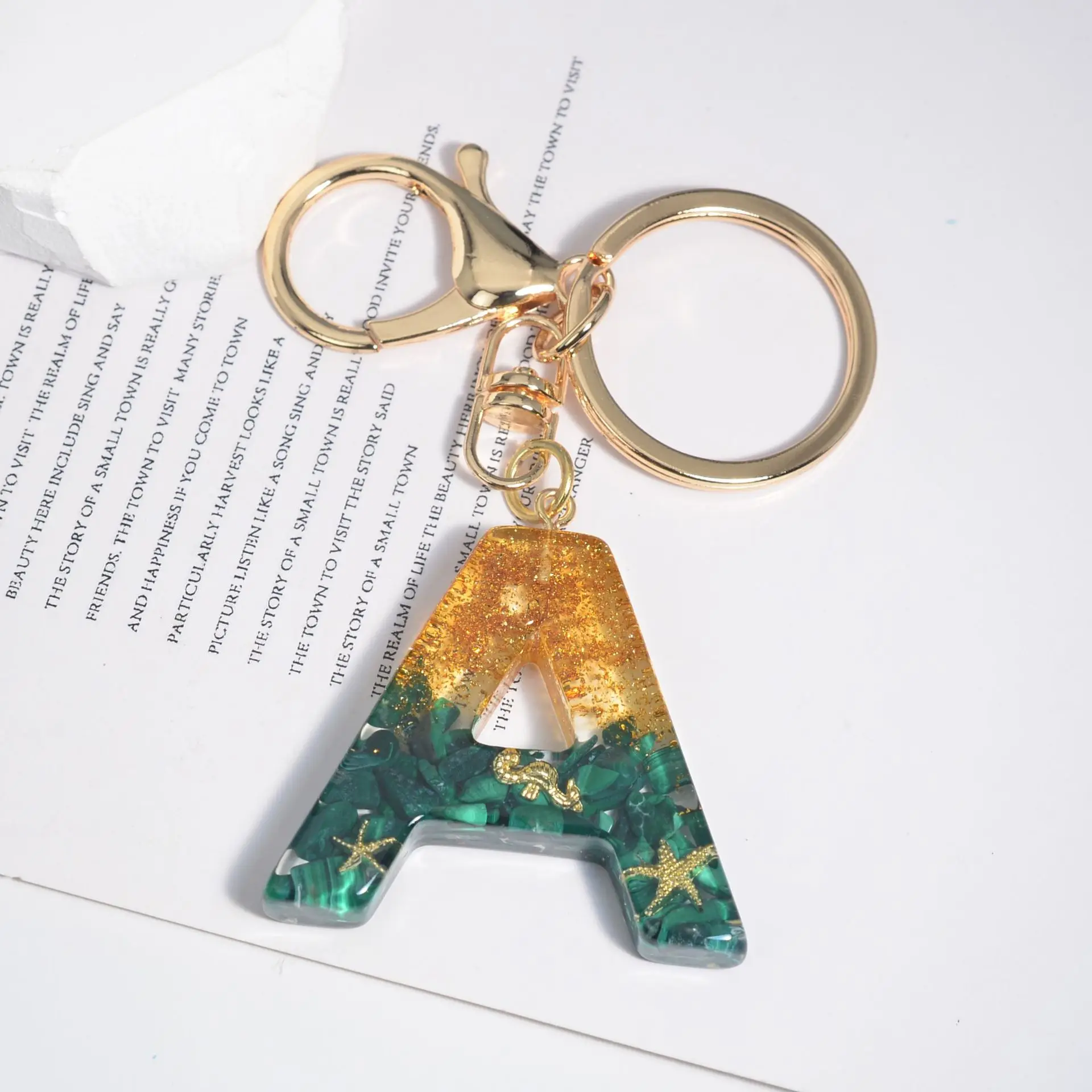 Fashion Shiny Lettering Resin Keychain Epoxy lettering Keychain Bag Pendant 26 Initial keyring girl bag decorative gift