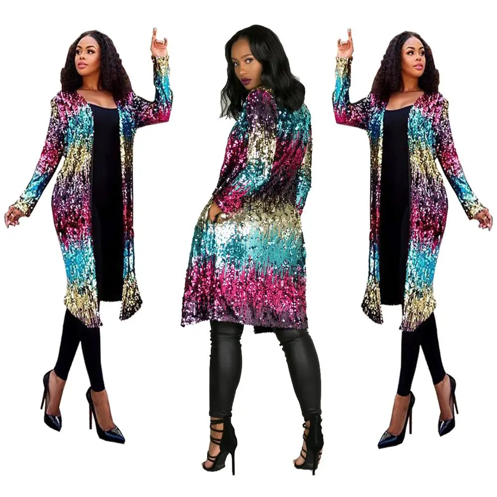 KC Casual Sequined Cardigan Jacket Coats Luxury Jacket Women Winter Autumn Club Jackets