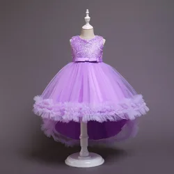 Распродажа, элегантное недорогое дышащее платье из полиэстера с цветами, на заказ, для дня рождения, для детей, одежда для девочек