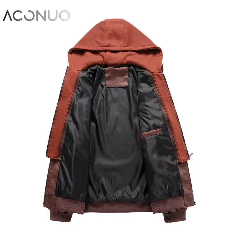 Новый сезон дизайнерская Новая Европейская и американская модная кожаная куртка с капюшоном для мужчин