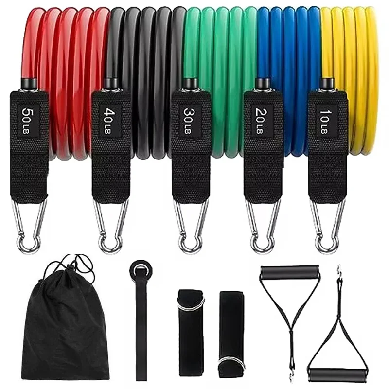 11 Pcs Latex Resistance Band Set Yoga Natural Rubber Exercise Bands Gym Accessories