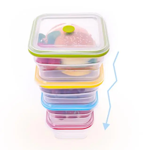 1200 ML Hot Selling Microwave Safe Collapsible Pure Silicone Lunch Box eco-friendly reusable silicone bento box