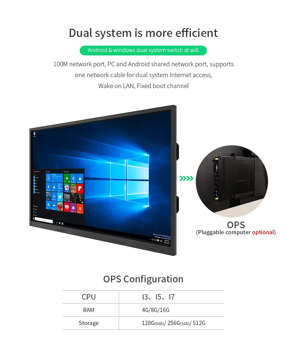 OKView 65 дюймов 4K многофункциональный сенсорный экран Интерактивная доска для обучения/конференции