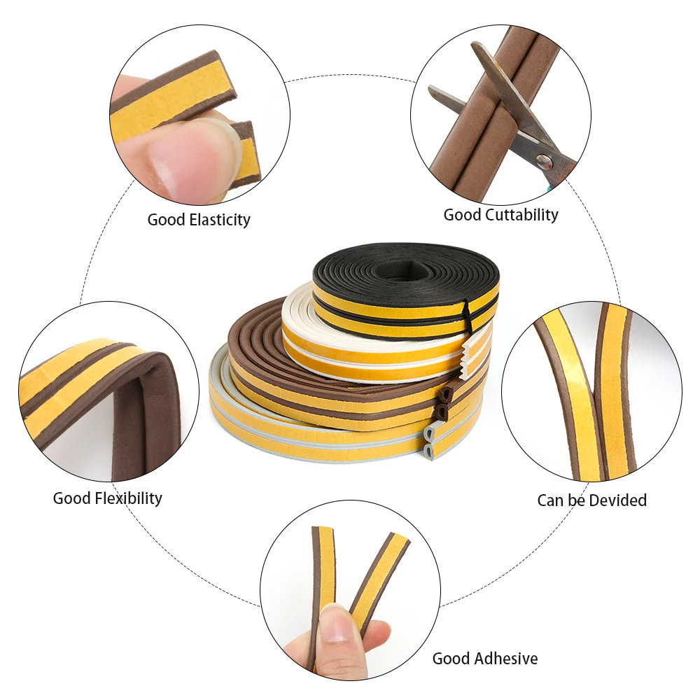 Self-adhesive Door And Window Sealing Strip Glass Window Anti-collision EPDM Foam rubber seal weather strip