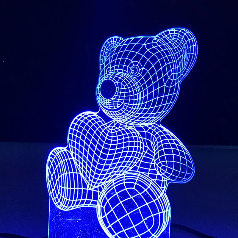  Индивидуальная лампа с рисунком медведя 3D иллюзия праздничный подарок настольная для украшения дома светодиодная veilleuse детский