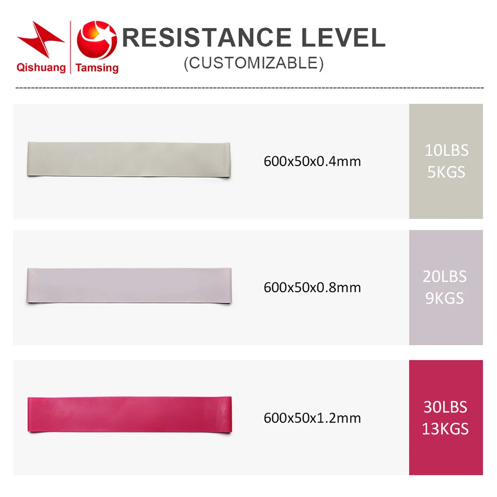 Custom Logo Elastic Loop Bands for Fitness Gym Workout Exercise TPE Resistance Bands High Quality TPE Band Set Loop