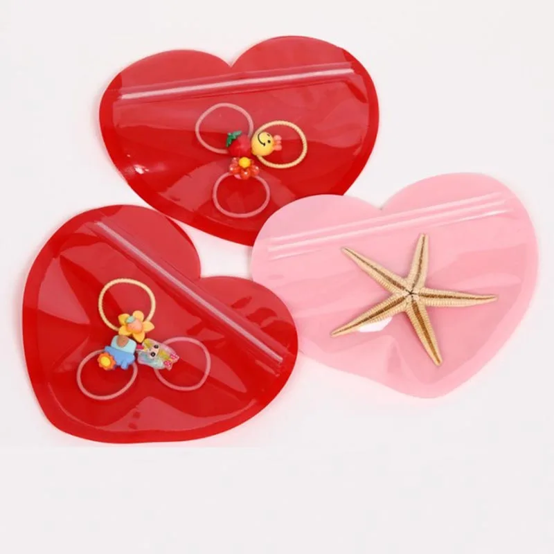 Heart shaped Jewelry Gift Self sealing Resealable Ziplock Bag Candy Food Candy Packaging Bags