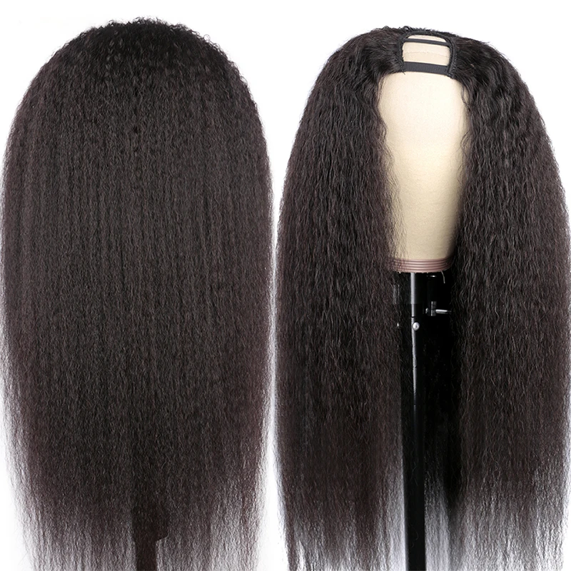 
Kinky Straight U Part Wig Upart Human Hair Wigs Kinky Straight 180 Density Remy Indian Glueless UPart Wig With Clips 