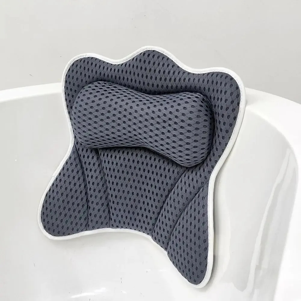3D Mesh Luxury Bath Pillow Bathtub Spa Pillow Headrest for tub with 2 Thickened Paddings Soft Bath Tub Pillow for Neck