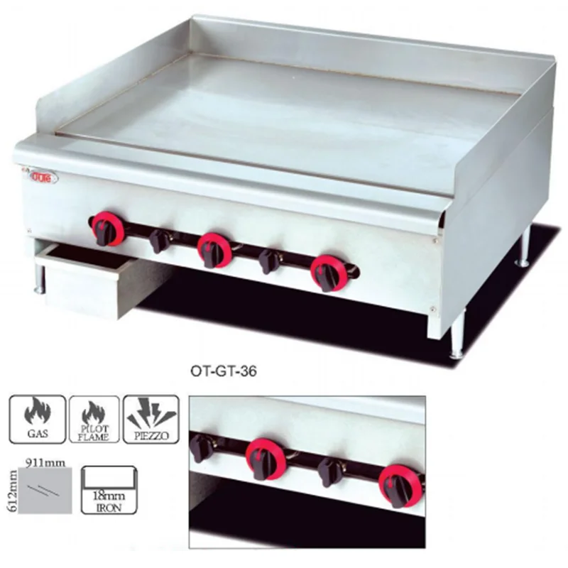 Commercial Hotel Restaurant Stainless Steel Kitchen Catering Equipment Gas grill griddle (OT-GT-36)