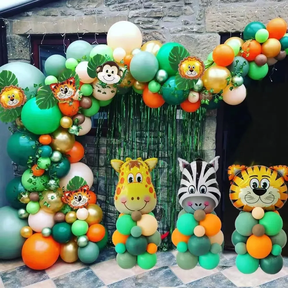 5 13 18 20 inch giraffe forest monkey zebra Tiger Zoo Balloons Baby Birthday New Born Decoration Theme Party Balloon Set