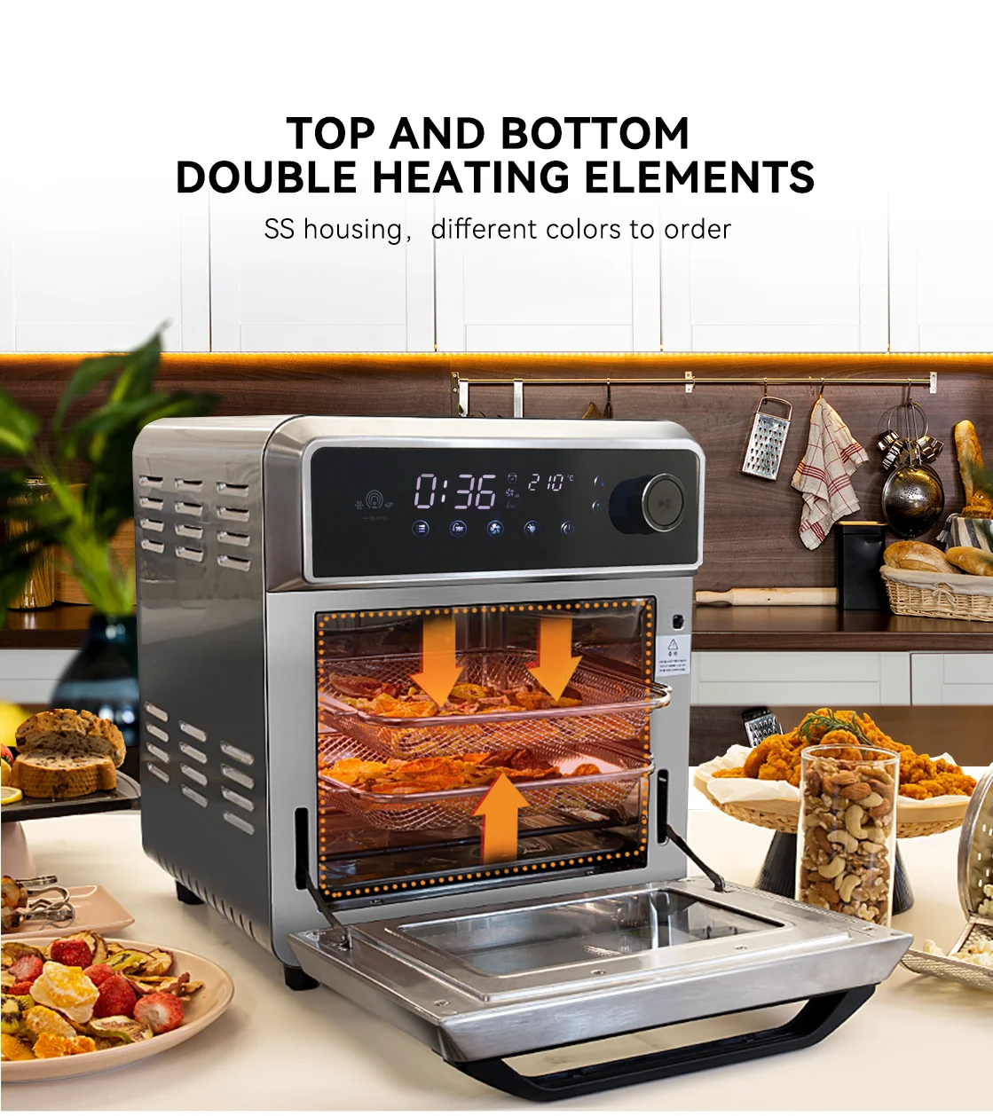 All in 1 LED Screen Digital Control Panel Smart Air Fryer Oven For Household Or Commercial Professional Manufacturer