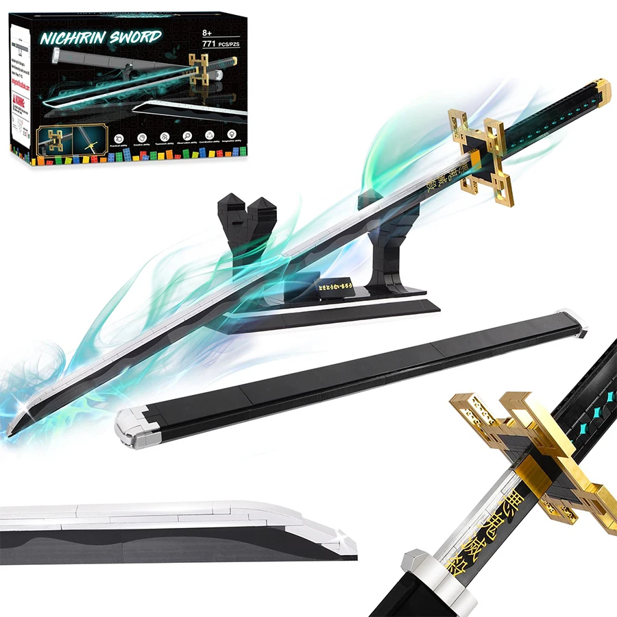 SL Creative Design DIY Anime Katana Knife Weapon Model Assembly Simple Kids Building Blocks Montessori Plastic Educational Toys