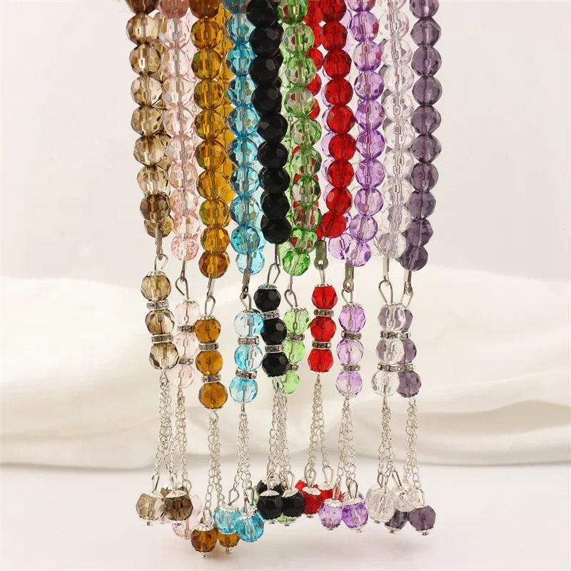 Factory Supply Cheap Price Muslim Rosary Beads Glass Prayer Beads Bracelets 33pcs Crystal Gifts CHRISTIAN Religious Princess Cut