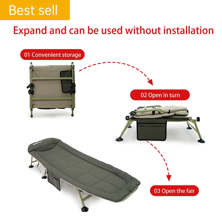 High Quality Camping Portable Outdoor Camping Metal Steel Single Folding Bed