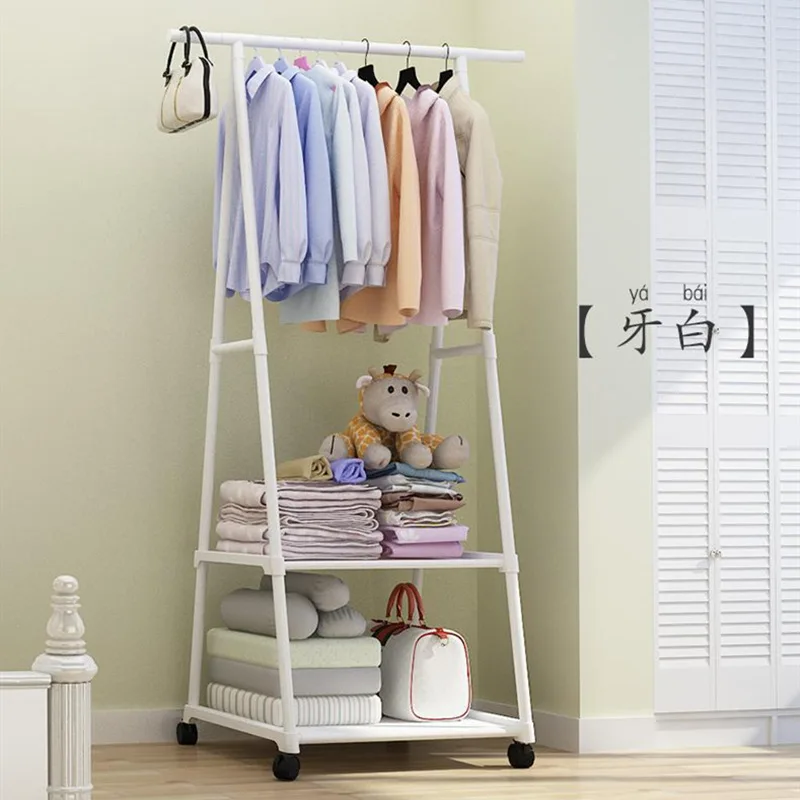 Coat and hat stand Triangle coat and hat stand drop belt wheel moving multi-layer storage rack Simple modern hangers drying rack