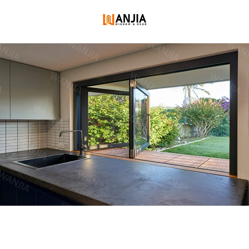 Factory Direct Kitchen Interior Accordion Window Glass Bifold Window Energy Efficiency Thermal Break Folding Window