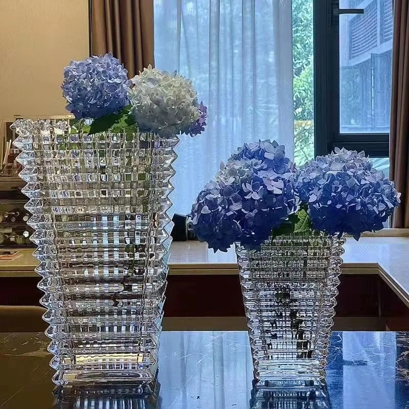 2022 classic   luxury  style   crystal big tall flower vase for home  wedding hotel  party centerpiece