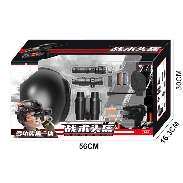 Super Cool Counter-Strike Pretend Role Play Military Tactical Toy Kids Includes Black Helmet Earphone Binoculars-Made Plastic