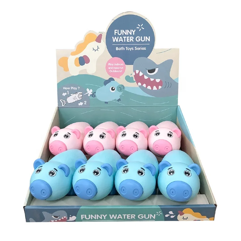 Pig Water Cannon Toy For Bathroom 8 Pieces In One Display Box