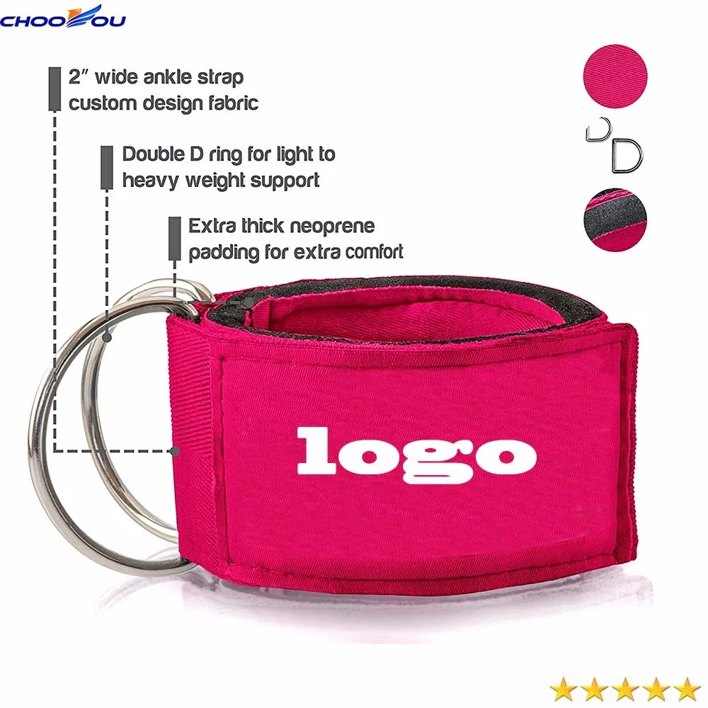 Регулируемые ремни на лодыжку для фитнеса с логотипом под заказ для тренажерного зала