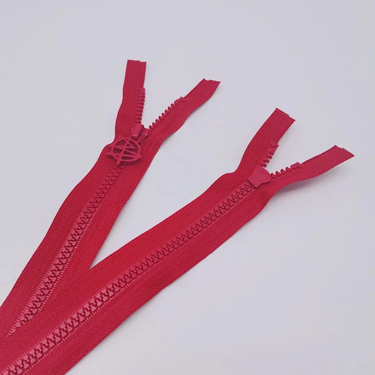 O/E Zipper Red Plastic Zip 75CM with auto slider for garment