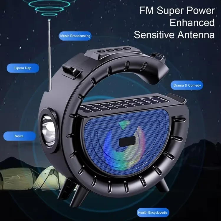 Hot Big G Bluetooth Speaker Flashlight Solar Player Outdoor Convenient Wireless Card Speaker 10W Bluetooth Connection 5V FL-SW05