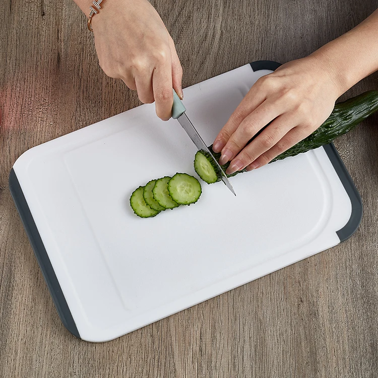 
Dishwasher safe Non-Slip Feet and Drip Juice Groove Plastic Chopping Board Cutting Board set 