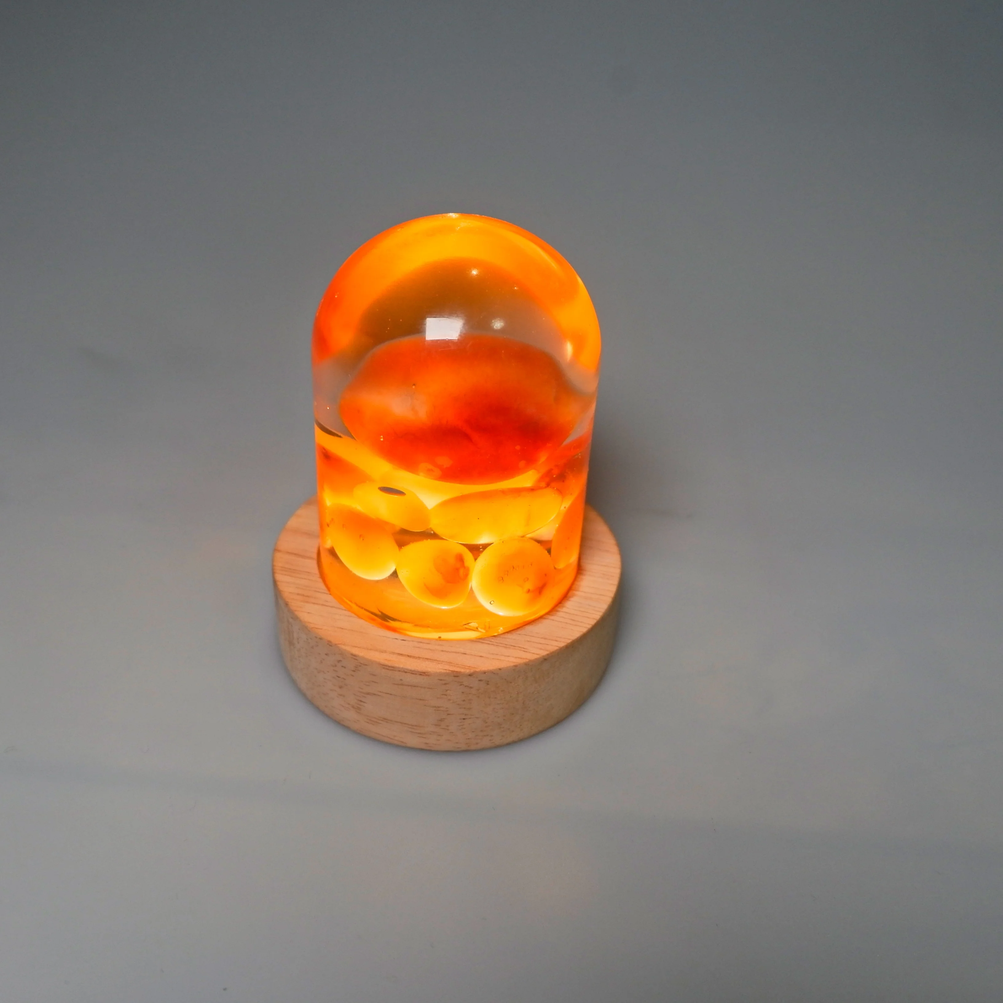 Epoxy Resin With Warm Color Gemstones Inside Wooden Base Rechargeable Lamp Decorative Art Night Light Resin Crafts