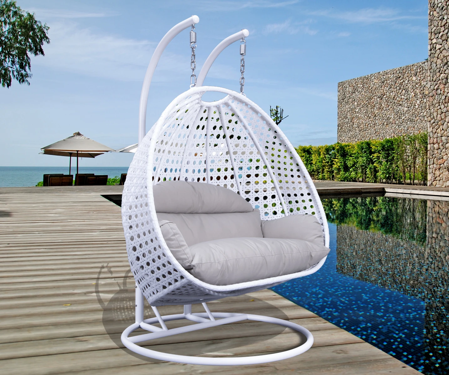 High Quality Modern Garden Furniture Patio Large Swing Chair Hanging Egg Chair with Stand