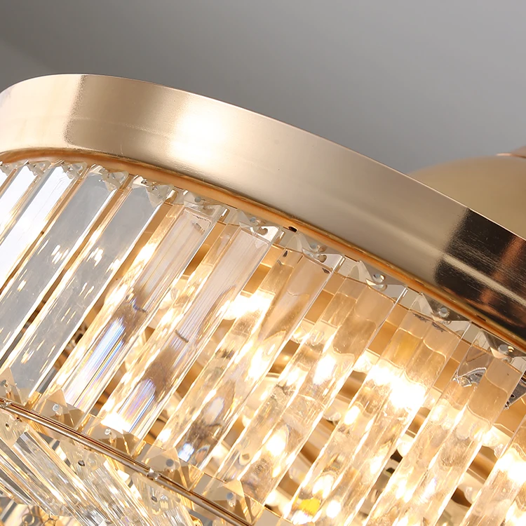 High Performance Modern 42Inch Decorative Home Restaurant Gold Chandelier Led Ceiling Fan With Light