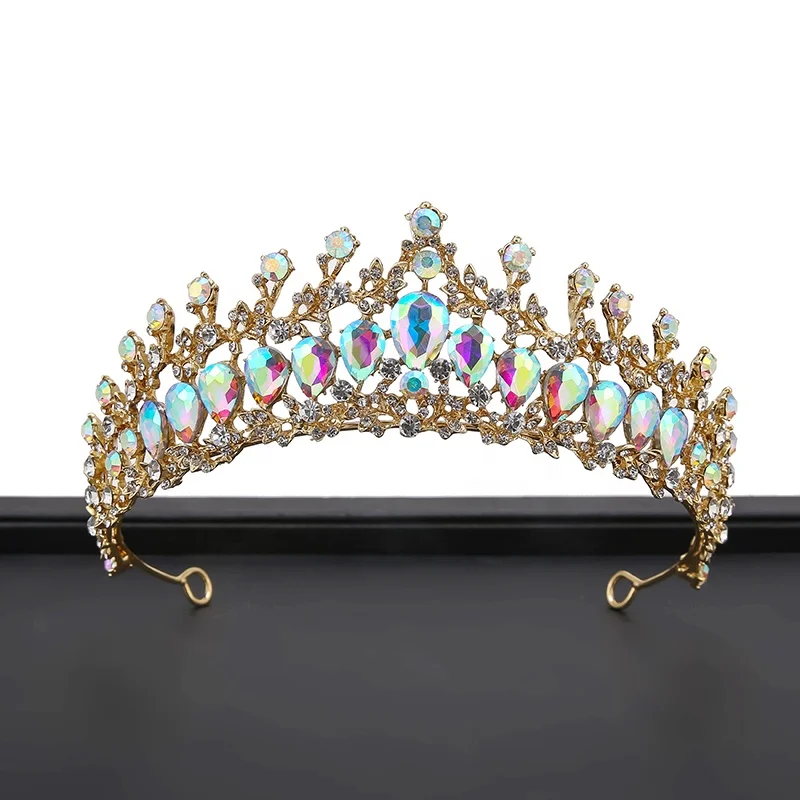 Jewelry crown Shiny Diamond  Wedding Hoop hair Accessories Jewelry Gold Crown Sweet Crystal Princess Tiara