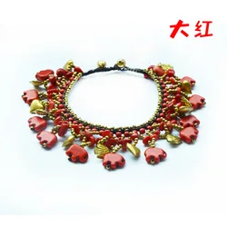 Bohemian Pine Stone Copper Elephant Bracelet Handmade Wax Thread Beaded Colorful Bracelet Female Accessories