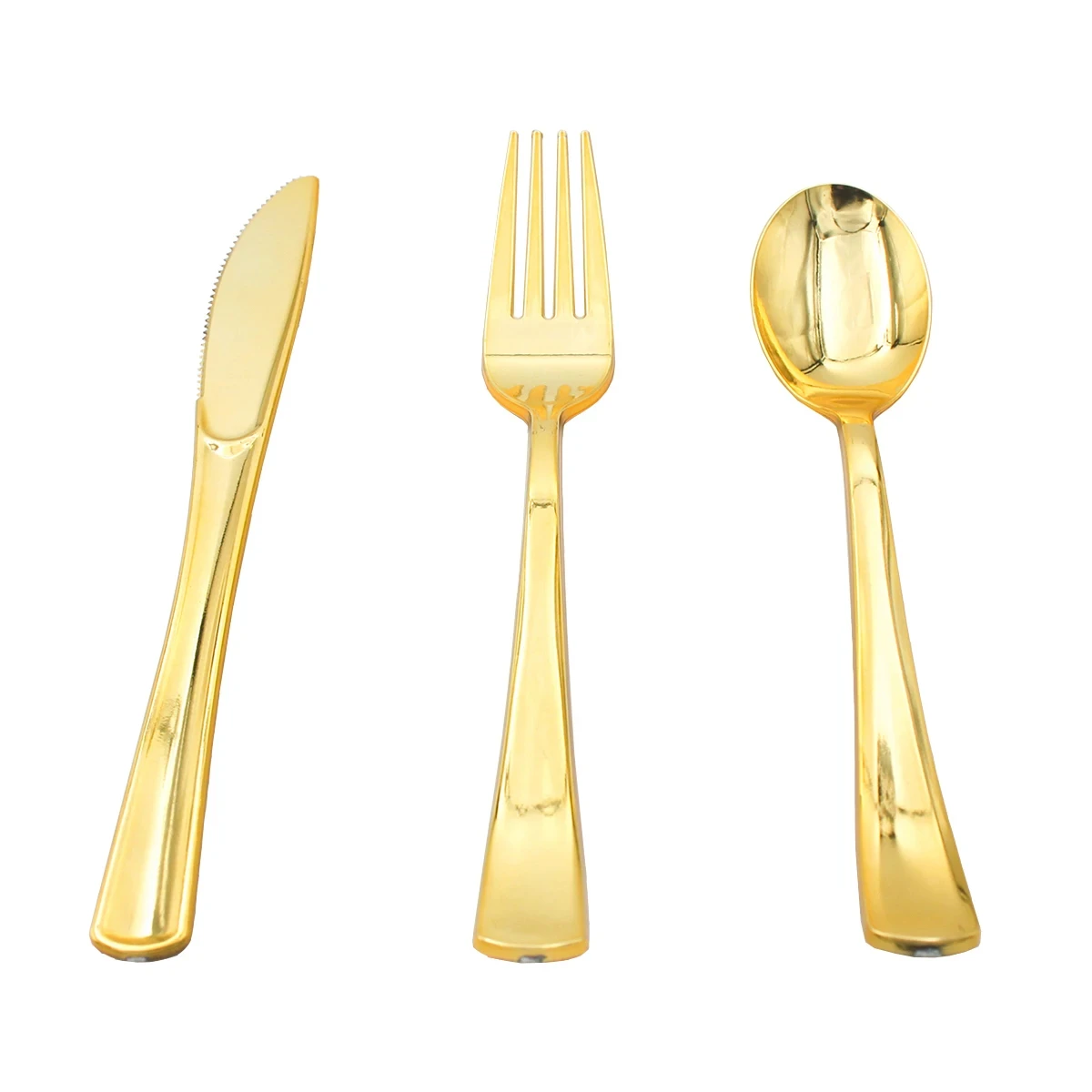 Gold Disposable Dinnerware Set Silver Tableware Kit Rose Gold Plastic Spoons Forks Knives For Ramadan Eid Party Supplies