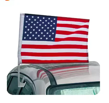 Professional Factory Custom Double Stitch Polyester Digital Printing American USA Sublimation Car Window Flags with Pole