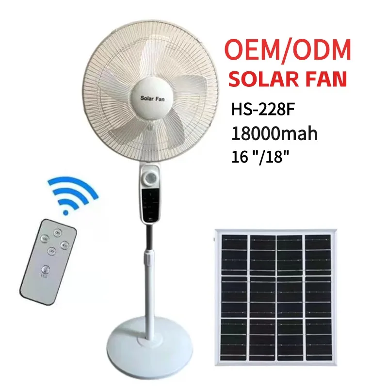 Small Panel Rechargeable Standing 18Inch Portable Outdoor Mini Lithium Battery Energy Light Electric 15W Dc Solar Fan