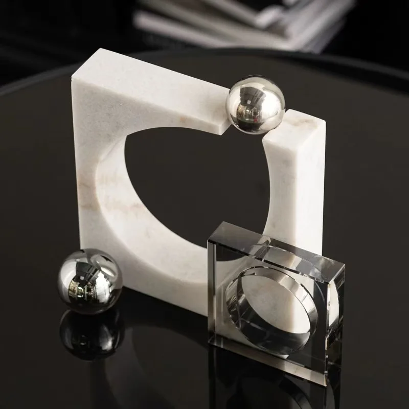Villa Study Marble Furniture Accessories Marble Crystal Geometric Ornaments