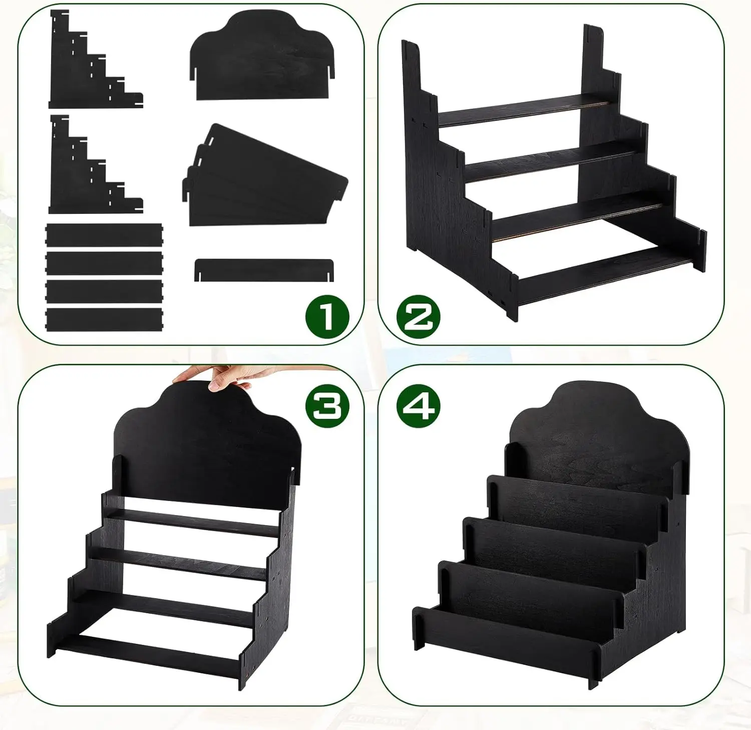 202411 4 Tier Greeting Card Display Stand Wooden Sticker Display Stand Portable Card Display Rack